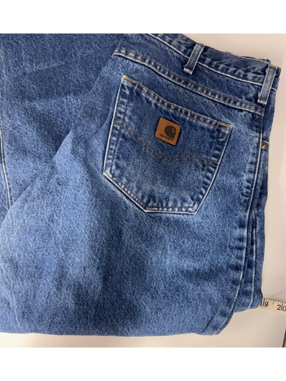 Carhartt Mens Loose Fit Blue Denim Jeans Size 36x30 B113 100% Cotton